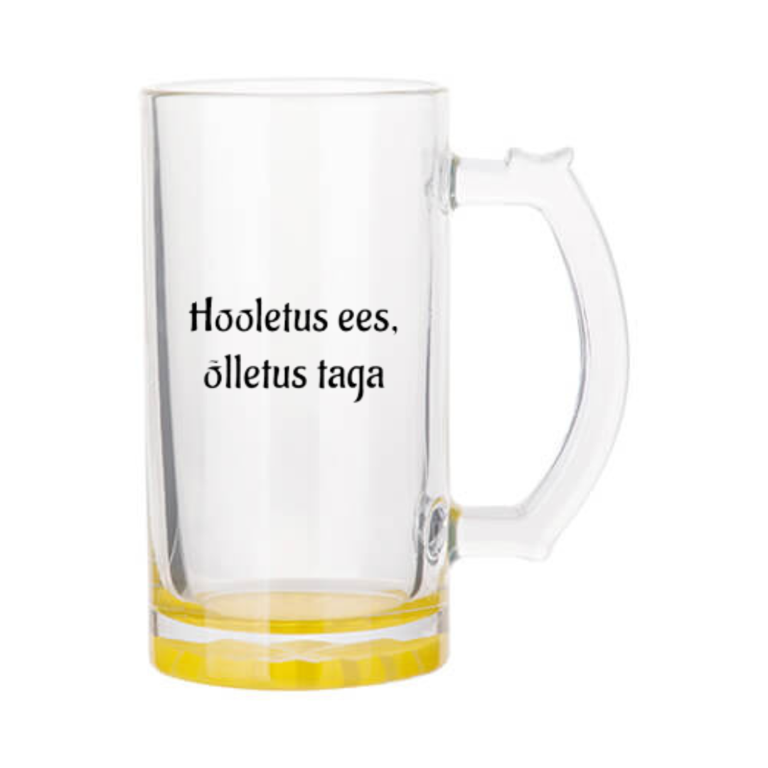Õllekann - hooletus ees, õlletus taga
