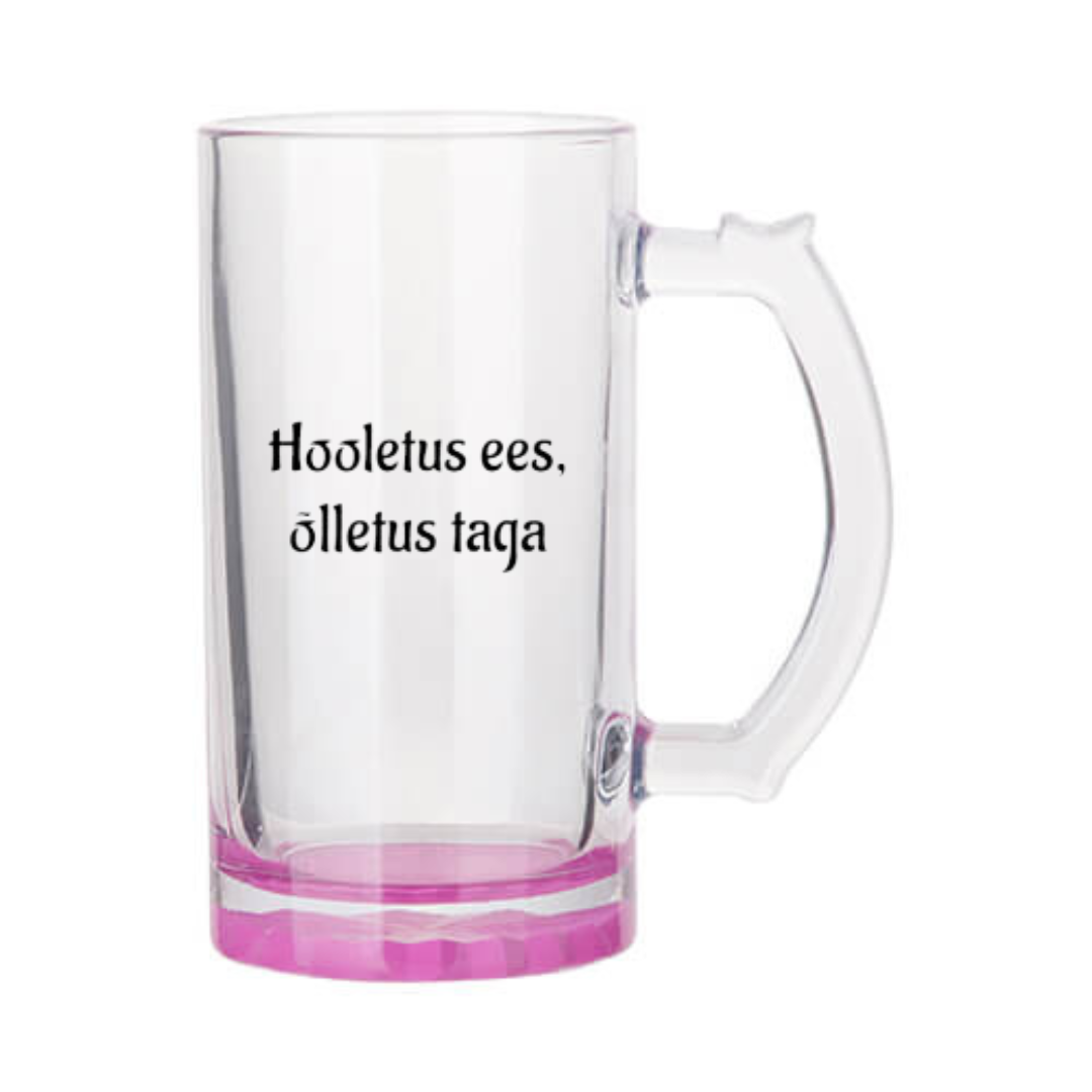 Õllekann - hooletus ees, õlletus taga