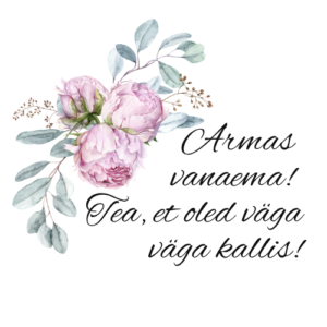 Pojengidega kruus "Armas vanaema, tea, et oled kallis"