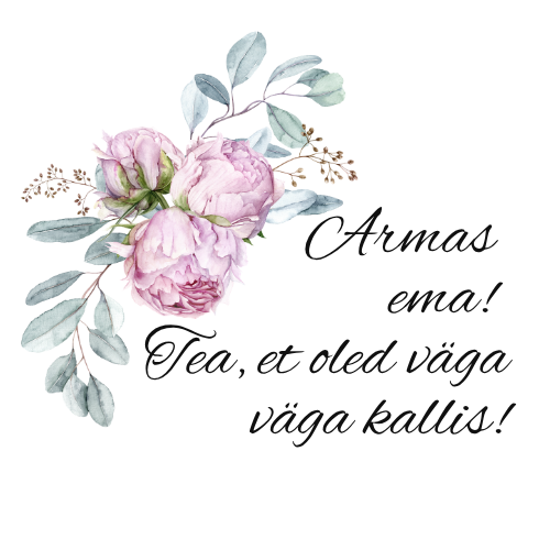 Pojengidega kruus "Armas vanaema, tea, et oled kallis"